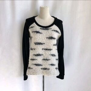 Maison Scotch Black/white Crew Neck Knit/ Sweatshirt Mix Size 1/small